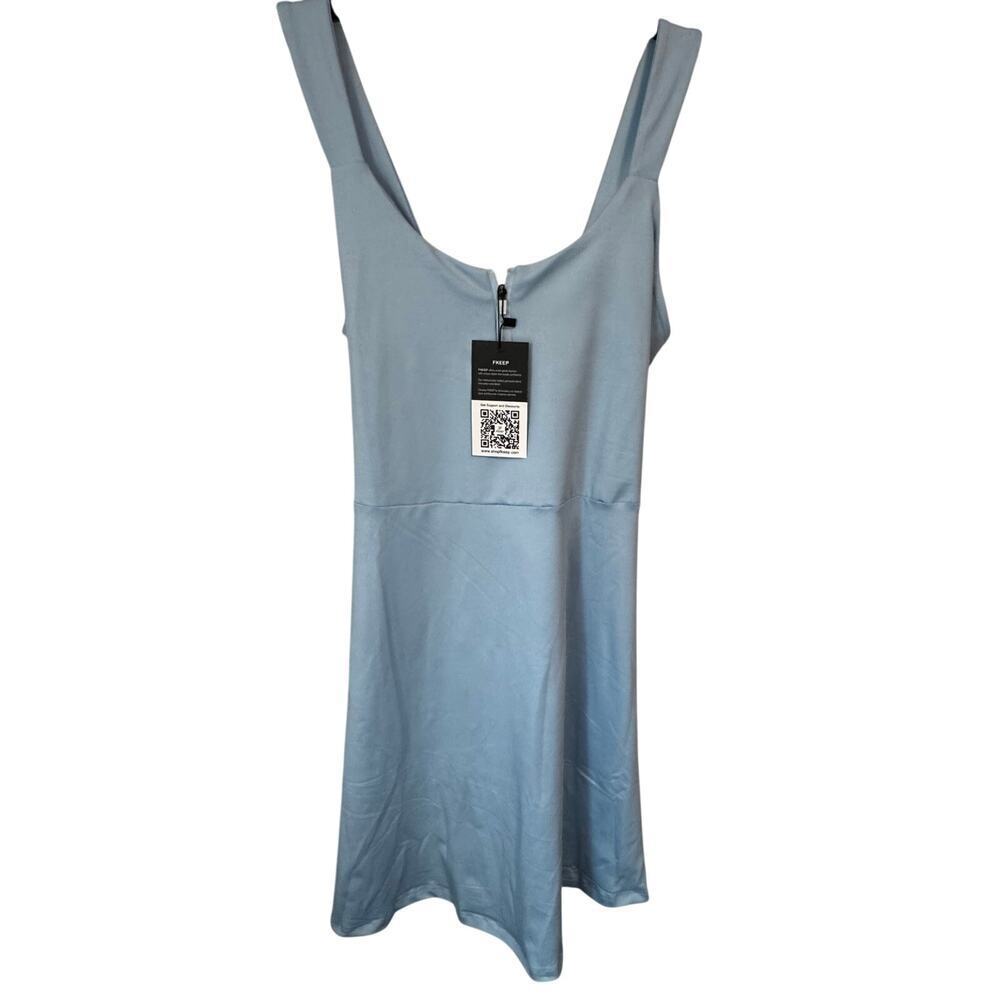 NWT POWER Blue athletic dress 1/2 zip cross back & shorts with pocket A line